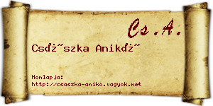 Császka Anikó névjegykártya